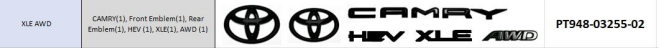 Genuine Toyota Blackout badges Camry 2025+