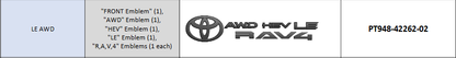 Genuine toyota Blackout Badges Rav4 2026