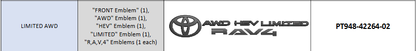 Genuine toyota Blackout Badges Rav4 2026