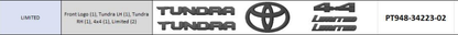 2022+ Tundra Genuine Toyota Blackout Badges PT948-34223-02 PT948-34222-02