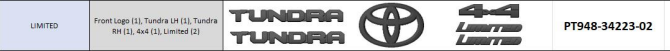 2022+ Tundra Genuine Toyota Blackout Badges PT948-34223-02 PT948-34222-02