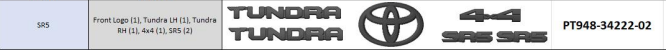 2022+ Tundra Genuine Toyota Blackout Badges PT948-34223-02 PT948-34222-02