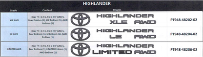 Genuine Toyota Blackout Badge Overlays PT948-48202-02  PT948-48206-02 PT948-48204-02 - Toyota Customs